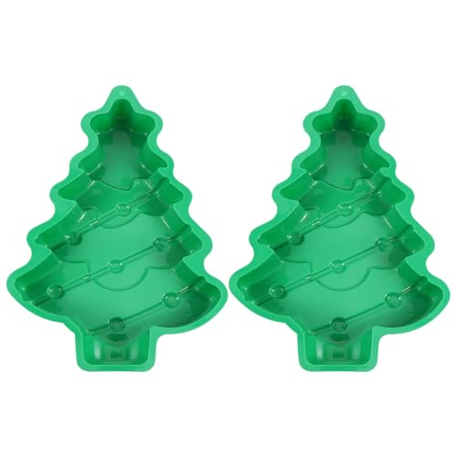 Cabilock 2 Stück Weihnachten Silikonformen Weihnachtsbaum Kuchen Backform Tannenbaum Kuchenformen Antihaft hitzebeständig Flexible für Backen Muffins Keksen Schokolade Backzubehör von Cabilock
