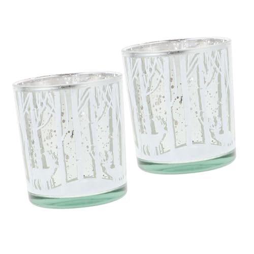 Cabilock 2 Stück Weihnachtskerzenhalter aus Glas Kerzenhalter für Tischdekoration Leuchter Kerzen Wandleuchten Lichterketten Votivkerzenhalter kreativer kerzenhalter Weihnachtsdekoration von Cabilock