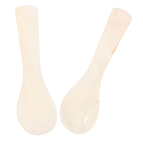 Cabilock 2 Stück Weiße Muschellöffel Eleganter Food Serving Spoon aus Natürlicher Muschel Präzise Handgefertigt mit Ergonomischem Griff als Eis und Kaviarlöffel für Stilvolles Servieren von Cabilock