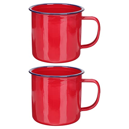 Cabilock 2 Stücke Emaille Tasse Becher Retro Kaffeetasse Kaffeebecher Teebecher Trinkbecher Bürotasse Teetasse Metall Tasse Retro Camping Becher Wasserbecher für Zuhause Büro Camping Outdoor 500ml von Cabilock