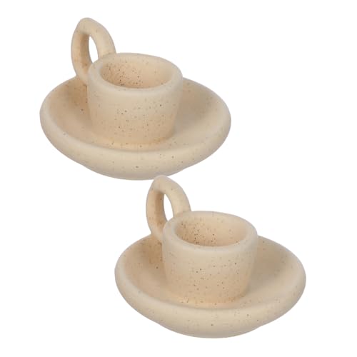 Cabilock 2 Stücke Keramik -Kerzenschick im nordischen Stil Stumpenkerzenhalter kegelförmiger Kerzenhalter Kaminleuchter Hochzeitskerzenhalter Einer Kerze aus Keramik Beige von Cabilock