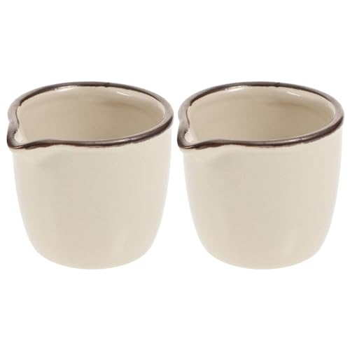 2 Stücke Mini Milchkännchen Keramik Milchkanne Milchkrug Porzellan Milchschäumkrug Sauce Krug Honigtopf Marmelade Jars Tasse Milch Milchtasse für Sirup Öl Saucen Kochzubehör Weiß von Cabilock