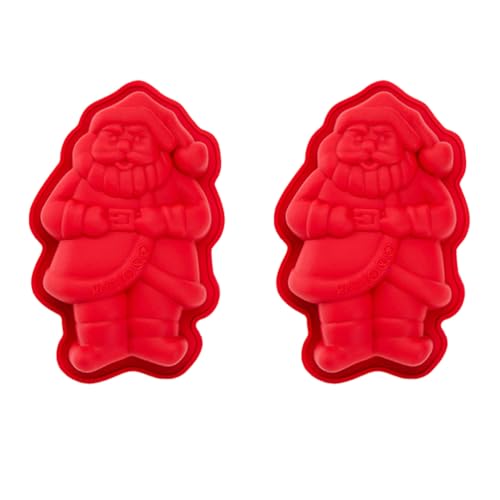 Cabilock 2 Stücke Weihnachten Backformen Silikonformen Kuchenform Schokoladenformen Xmas Backform für Muffins Cupcakes Kuchen Pudding Eiswürfe DIY Backwerkzeug Zufällige Farbe (Nikolaus) von Cabilock