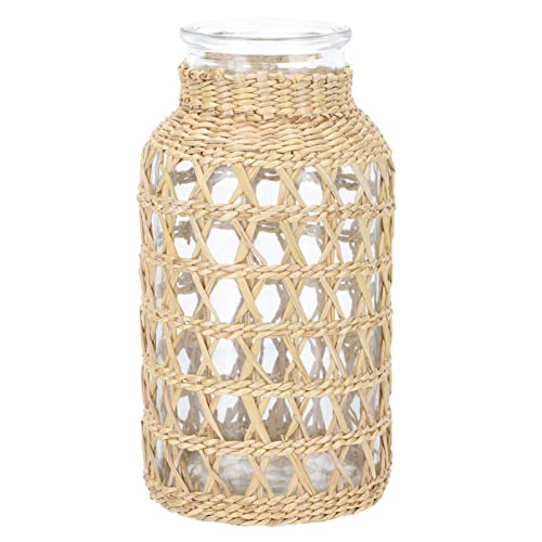 Cabilock 2-Teilige Rattan-Vase Aus Geflochtenem Glas Vase Aus Geflochtenem Glas Behälter Kreative Tischvase Blumenarrangement Behälter Für Heimdekoration Arbeitsplatte Ornamente von Cabilock