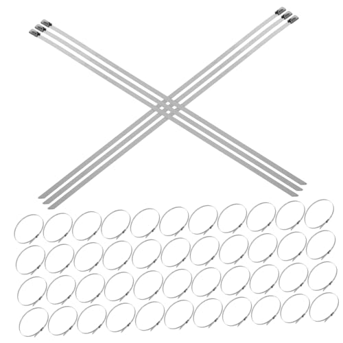 Cabilock 200 Stück Edelstahl Kabelbinder Wetterfest Selbstsichernd Rostfrei Metall Kabelclips für Rohrbefestigung Farm Dach Zaun Vielseitig Wiederverwendbar von Cabilock