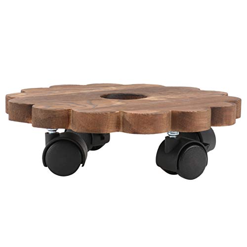 Cabilock 20CM Blumenroller Holz Pflanzenroller Blumen Form Transportroller Möbelroller Rolluntersetzer Gefäßroller Blumentopf Untersetzer mit 4 Rollen für Pflanzen Trolley Blumenkübel von Cabilock