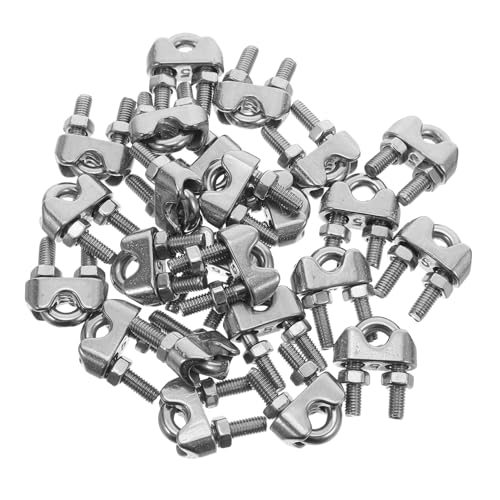 Cabilock 24 Stück Teiliges Edelstahl Drahtseilklemme U-bügel Sattel Befestiger Wiederverwendbare Schwere Kabelklemmen für Zeltseile Wäscheleinen Stahlseile und Rigging Hohe Zugfestigkeit von Cabilock