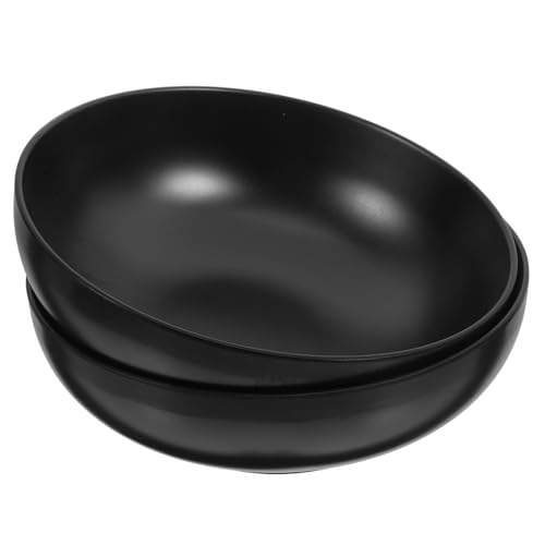 Cabilock 2er Set Japanische Ramen Schüssel - 19cm Melamin Schwarz Stoßfest & Hitzebeständig, Nudelschalen für Suppe, Pasta, Salat, Sushi Party, Auflaufform Mit Vertieftem Rand von Cabilock