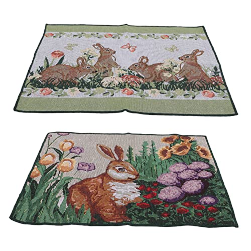 Cabilock 2St -Tischsets runder Esstisch Hasen-Tischset Ostern tischdecke Easter Tablecloth Platzset Schalenmatte mit Ostermuster Tischset mit Ostermuster Polyester (Polyester) Colorful von Cabilock