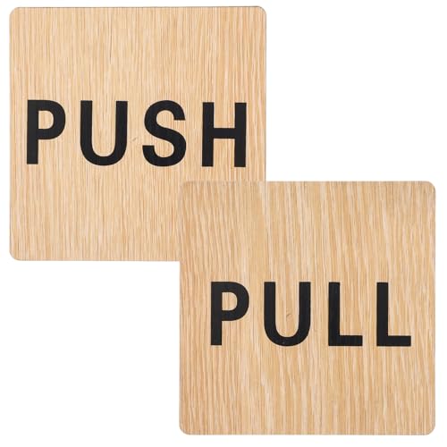 Cabilock 2Stücke Push Pull Türschild aus Holz mit Kreativer Holzmaserung Selbstklebendes Warnschild für Glastüren und Ästhetisches Design Hohe Sichtbarkeit Benutzerfreundlich von Cabilock