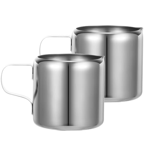 Milchkännchen Edelstahl 2er Set Milchaufschäumer Kännchen 60ML Frothing Cups Für Kaffee Latte Art Und Milchaufschäumen Perfekt Für Cappuccino Und Espresso - für Latte Art von Cabilock