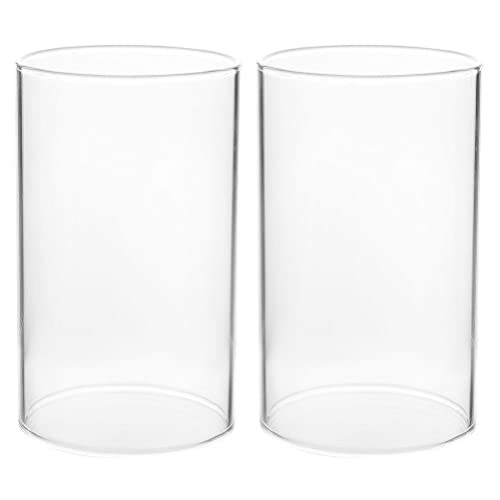 2pcs Windlichtgläser Teelichtgläser Kerzenhalter Windlicht Gläser Glaszylinder Ersatzglas ohne Boden Offenes für Kerzen Tischdeko Wohnzimmer Weihnachten Hochzeit Deko 15x9cm von Cabilock