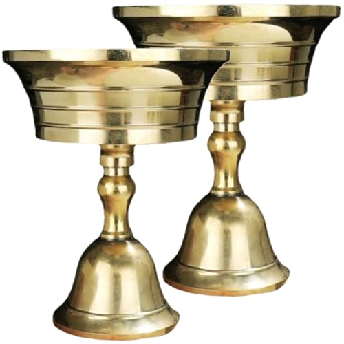 Cabilock 2st Ghee-lampenhalter Aus Messing Ghee-öl-lampenfassung Diwali-Dekorationen Für Zuhause Geschenke Für Puja Zurückgeben Diwali Für Puja Truthahn Teelichthalter Indien Reines Kupfer von Cabilock