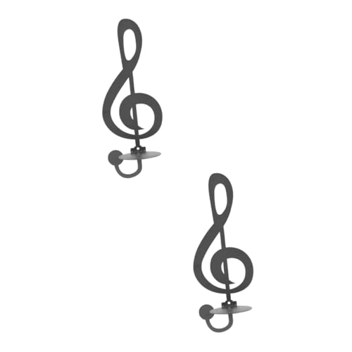 Cabilock 2st Kerzenhalter Zum Aufhängen An Der Wand Wandkunst Mit Musiknoten Kerzenhalter Für Musiknoten Musik Wandschild Musiksymbole Kreativer Wandkerzenhalter Kerzenleuchter Metall Black von Cabilock