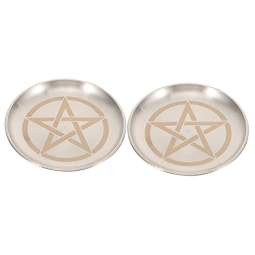 Cabilock 2st Pentagramm Zauberkerzenhalter Ändern Altartablett Zartes Kerzenständer-tablett Hochzeit Stumpenkerze Platte Silbertablett Portion Rituelle Kerzenhalterplatte Eisen Silver von Cabilock