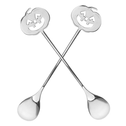 Cabilock 2stücke Edelstahl Kürbislöffel Für Halloween Multifunktionale Teelöffel Für Kaffee Desserts Und Partys Langlebige Küchenutensilien Für Nachmittags-tee Und Feierlichkeiten von Cabilock