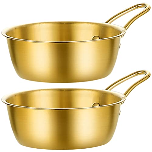 Cabilock 2stücke Koreanische Reisbowl Mit Griff Aus Edelstahl Goldfarbene Dip-schalen Für Reiswein Suppen Und Ramen Für Zuhause Oder Beim Camping von Cabilock