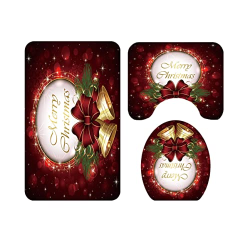Cabilock Teiliges Weihnachts Cartoon Badteppich Set rutschfeste Toilettenmatte mit Deckel für Badezimmer Hochabsorbierend und Pflegeleicht für Zuhause und Hotels von Cabilock