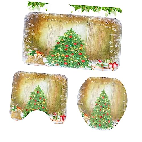 Cabilock Weihnachtsbaum Badteppich Set rutschfeste Badezimmermatte Mit Toilettendeckelbezug Hochwasserabsorbierend Waschbar Für Weihnachtsdekoration Cabilock Weihnachtsbaum Badteppich Set rutschfeste Badezimmermatte Mit Toilettendeckelbezug Hochwasserabsorbierend Waschbar Für Weihnachtsdekoration von Cabilock