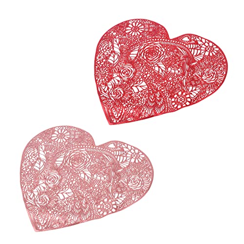 Cabilock 3 Sätze Rosa Tischset Küchenmatte Teppiche Serviettenringe Aus Perlen Valentinsgrüße Party Streamer Tischläufer Serviettenringe Aus Eukalyptus Untersetzer Ort PVC 2 Stück * 3 von Cabilock