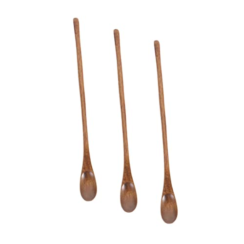 Cabilock 3 Stück Kaffeelöffel mit langem Griff Utensilien Griffe Kaffee rühren Löffel Cocktaillöffel Kaffee-Rührlöffel handgefertigter Holzlöffel Buffet Servierlöffel Esslöffel hölzern von Cabilock