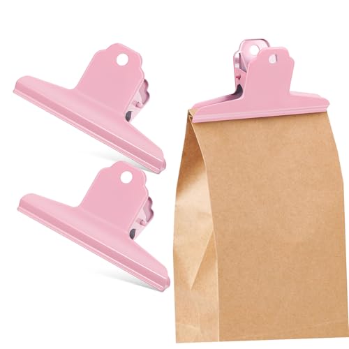 Cabilock 3 Stück Metall Bulldog Clips Aufhängen Starke Feder für Dokumenten Snackbeutel klammern Langlebige Büro Küchen organizer Rosafarbene Akzente von Cabilock