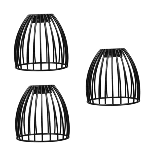 Cabilock 3 Stück Schmiedeeiserner Vogelkäfig-lampenschirm Runde Lampenschirme Lampenkäfig Klemmen Kronleuchter Lampenschirm Hohler Lampenschirm Aus Metall Schmiedeeisen Schwarz von Cabilock