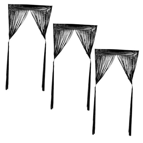 Cabilock 3 Stück Schwarze Glänzende Lametta Fransen Vorhänge Teilig Langlebige Wiederverwendbare Partydeko für Geburtstag Hochzeit Fotoshooting Installieren von Cabilock