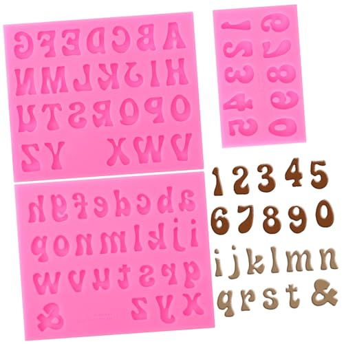 Cabilock 3 Stück Silikon Backform Buchstaben Zahlen Alphabet Schokoladenform Flexibel Lebensmittelecht Vielseitig Wiederverwendbar für Kuchen Fondant Süßigkeiten Gummibärchen von Cabilock
