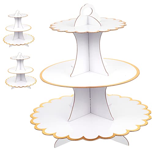 Cabilock 3 Stück Teiliges Papp Cupcake mit Weißer Spitzenverzierung Stöckige Dessert Halter für Buffets Hochzeiten Partys und Graduierungen und Zusammenzubauen von Cabilock