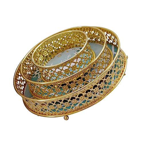 Cabilock 3 Stück Teiliges Set aus Goldenen Metall Snackplatten Deko Servierplatten für Trockenfrüchte und Süßigkeiten Eleganter Obstkorb für Zuhause und Büro von Cabilock