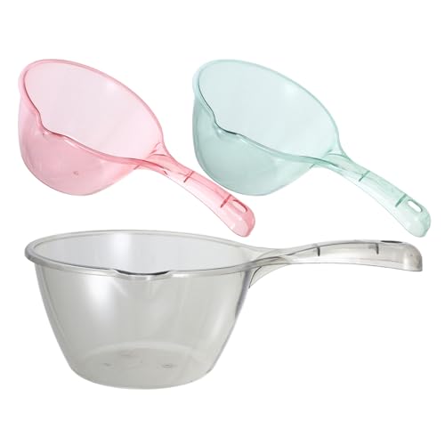 Cabilock 3 Stück Teiliges Wasserlöffel aus Pcdg Multifunktionale Schöpfkelle für Küche Garten und Badezimmer Praktischer Badelöffel mit Elegantem Design Rosa Hellgrün und Braun von Cabilock