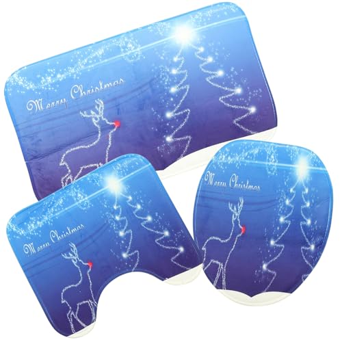 Cabilock 3 Stück Teiliges Weihnachtsmuster Badezimmer Set rutschfeste Fußmatte Wc Deckel und Pedestal für Stilvolle Dekoration Cabilock 3 Stück Teiliges Weihnachtsmuster Badezimmer Set rutschfeste Fußmatte Wc Deckel und Pedestal für Stilvolle Dekoration von Cabilock