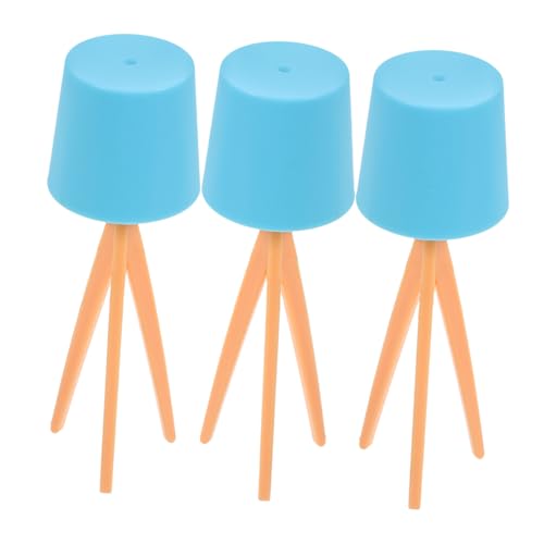 Cabilock 3 Stück Vintage Mini Tischlampe Blau für Puppenhaus Möbel LED Miniaturbeleuchtung zur Atmosphärischen Gestaltung von Spielszene von Cabilock