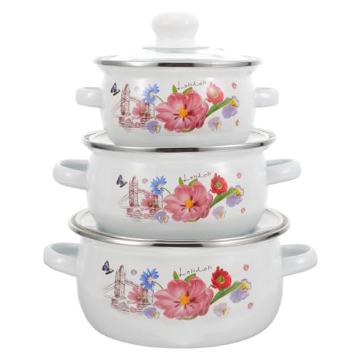 Cabilock Emaillierter Suppentopfdeckel Mini-suppentopf-set Vintage-emaille-topf Zum Kochen Retro-blumenmuster Einfache Reinigung Cabilock Emaillierter Suppentopfdeckel Mini-suppentopf-set Vintage-emaille-topf Zum Kochen Retro-blumenmuster Einfache Reinigung von Cabilock