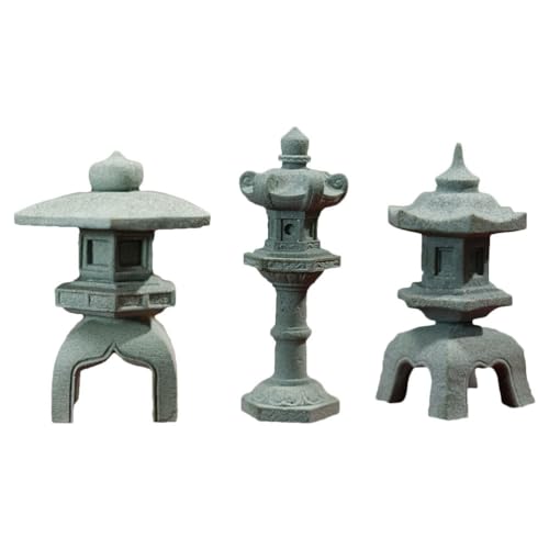 Cabilock 3 Stücke Japanische Steinlaterne Mini Pagode Statue Asiatische Deko Garten Skulptur Bonsai Pavillion Miniatur Dekoration Aquarium Ornament Feengarten Micro Landschaft Zubehör von Cabilock