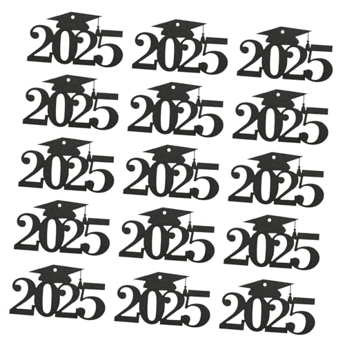 Cabilock 30 Stück Teiliges Graduation Dekorationsset Schwarz Doppelseitig Hohlgeschnittene Tisch und Vasenanhänger für Abschlussfeier Vielseitig Einsetzbar als Party und Fotobooth Deko von Cabilock