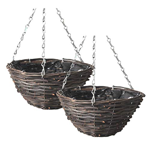 Cabilock 30CM Blumenampel Seil Hängeampeln Hängepflanztopf Wand Hängend Blumentopf Pflanzschale Sukkulenten Töpfe für Indoor Outdoor Balkon Garten Schwarz 2 Stück von Cabilock