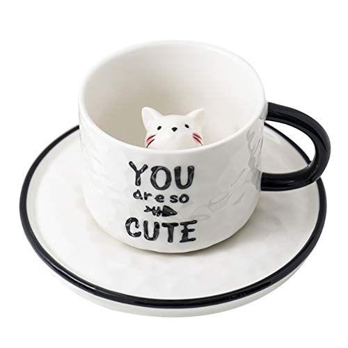 Cabilock Espressotassen Tasse Mit Tierfigur 3D Becher Cartoon Katze Tier Keramik Cup Figurine Keramik Tasse Tasse für Kinder 220Ml Kinder Geschenke Kinder Geschenke von Cabilock