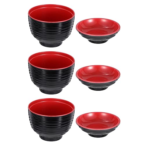 Cabilock 3Pcs Miso Suppe Schüssel mit Deckel Japanischen Reis Schüssel Melamin Nudel Schalen Ramen Schüssel für Snack Muttern Candy Obst Miso Suppe von Cabilock