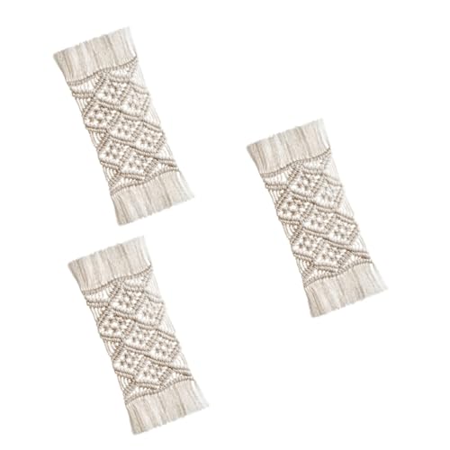 Cabilock 3St Handgewebte rutschfeste Tischunterlage Ladeplatten Küchenmatte selbsttrocknende Matte Handgefertigte Tischmatte Tischset mit Tasseln Plattenauflage Geschirrunterlage Weiß von Cabilock