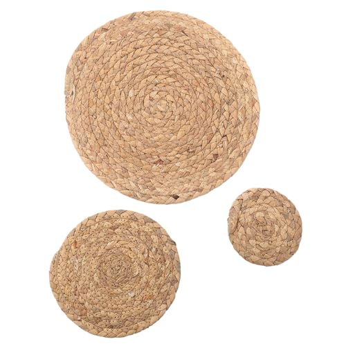 Cabilock Wärmeisolierendes Tischset Aus Natürlichem Gras Gewebt 3er-Pack Kompakt Und Stapelbar Sicher Für Die Hände Hitzebeständige Matte Für Zuhause Und Gewerbe von Cabilock