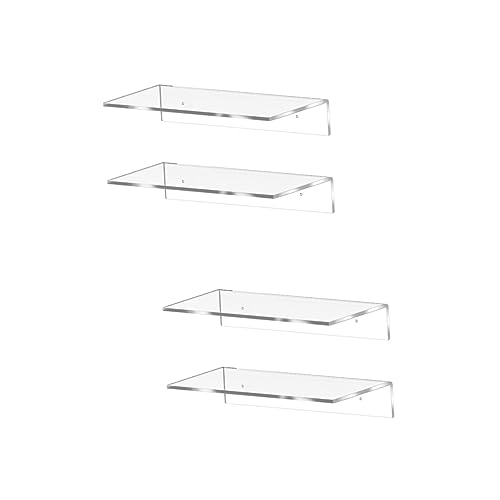 Cabilock 4 Stck Transparente Wandregale aus Schwebende Platzsparende Aufbewahrung für Bad Küche Wohnzimmer Multifunktionale Wandboards Klare Designablagen von Cabilock