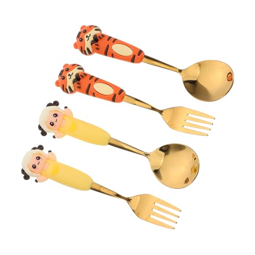 Cabilock 4 Stück Cartoon -tabellengeschirrset Cartoon-löffel Und Süßes Geschirr Dessertlöffel Löffel Und Für Edelstahllöffel Besteck Golden Rostfreier Stahl Cabilock 4 Stück Cartoon -tabellengeschirrset Cartoon-löffel Und Süßes Geschirr Dessertlöffel Löffel Und Für Edelstahllöffel Besteck Golden Rostfreier Stahl von Cabilock