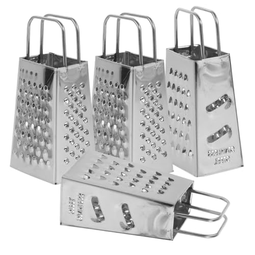 Cabilock 4 Stück Edelstahl Vierkantreibe Teilig Multifunktionaler Käse und Schokoladenreibe mit Stabilem Stand Leicht und Kompakt für Haushalt Camping Picknick und Gastronomie von Cabilock
