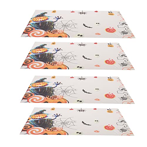Cabilock 4 Stück Halloween-tischset Grimassen Dekoration Fußmatten Rote Platzdeckchen Gruselig Sensenmann rutschfeste Platzdeckchen Innenausstattung Fußabtreter Weiden Placemats PVC von Cabilock
