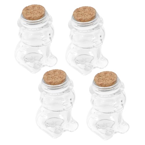 Cabilock 4 Stück Honig Flasche Bärengläser Sirup süße Gläser Mini-Saftflaschen für den einzug lagercontainer transparenter Behälter Aufbewahrungsbehälter aus Glas Aluminiumkappe von Cabilock