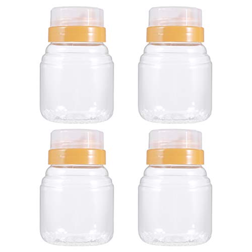Cabilock 4 Stück Honig-Quetschflasche Plastik-Honiggläser Plastik-Gewürzdosen mit Deckel Klarer Honigbehälter für Das Ladencafé Küche nach Hause (500 G Kapazität) von Cabilock