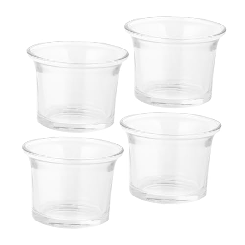 Cabilock 4 Stück Kerzenhalter aus Glas stilvolle Inhaber von Kerzen Teelichtbrenner Dinnerparty Kerzenhalter runder Großer Teelichthalter dekorativ Transparent von Cabilock