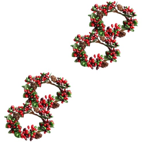 Cabilock 4 Stück Kranz Weihnachtskerzenring Kerzenringe Beerengirlande weihnachtsdeko Weihnachts Party dekoringe Bongkerzen Feiertagskerzenringe weihnachtliche Mittelstücke für Tische Stoff von Cabilock